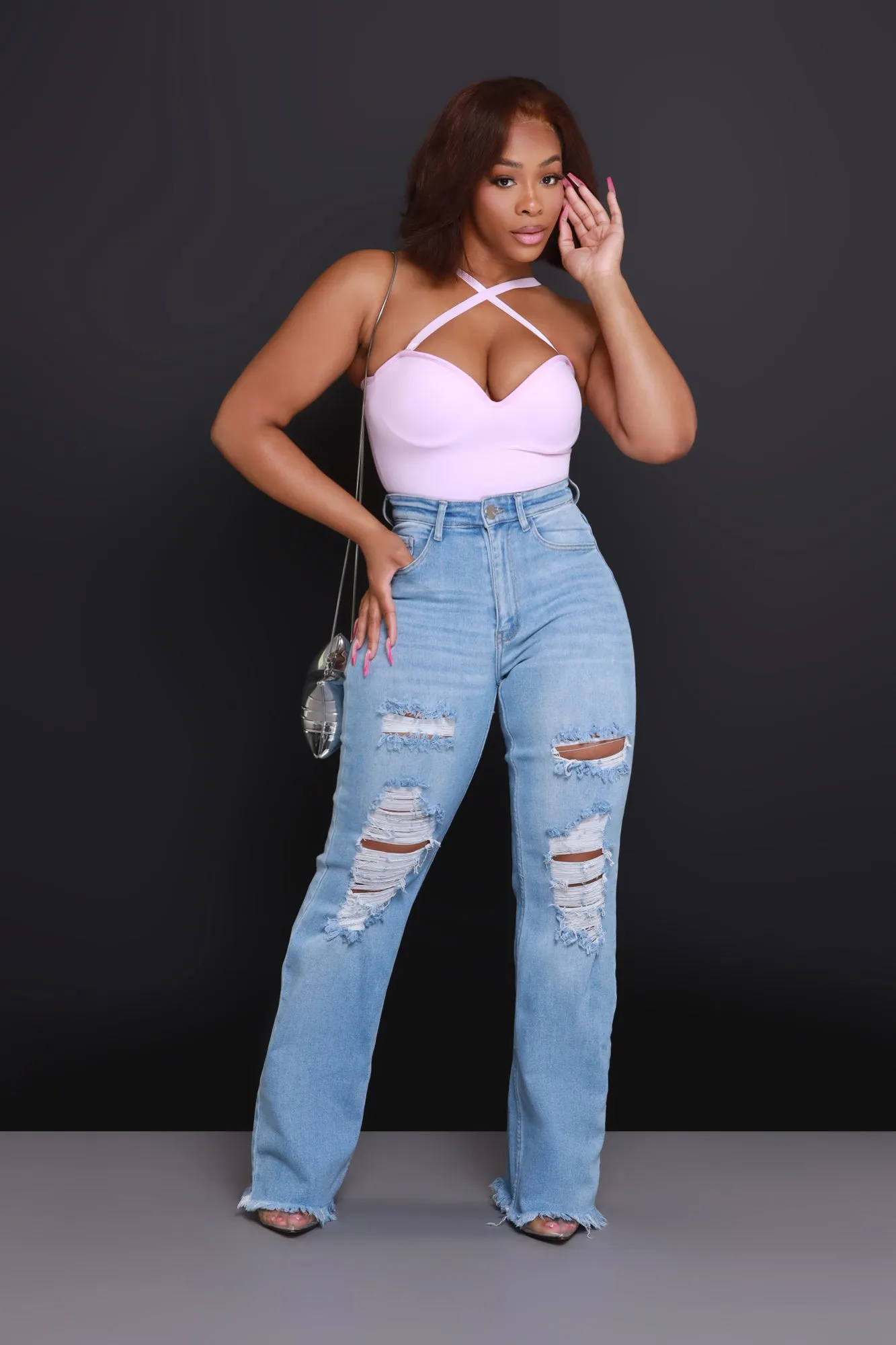 Special Request Distressed Straight Leg Jeans - Light Wash sold by Swankaposh