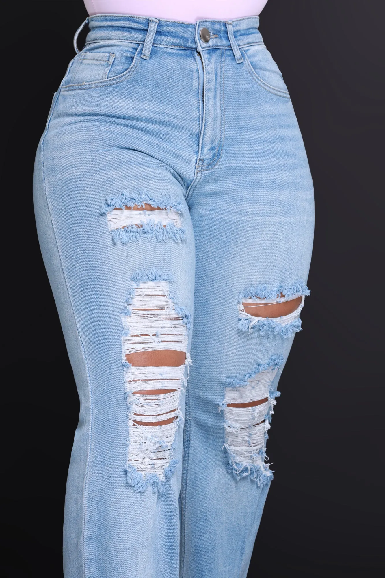 Special Request Distressed Straight Leg Jeans - Light Wash sold by Swankaposh product image thumbnail 5