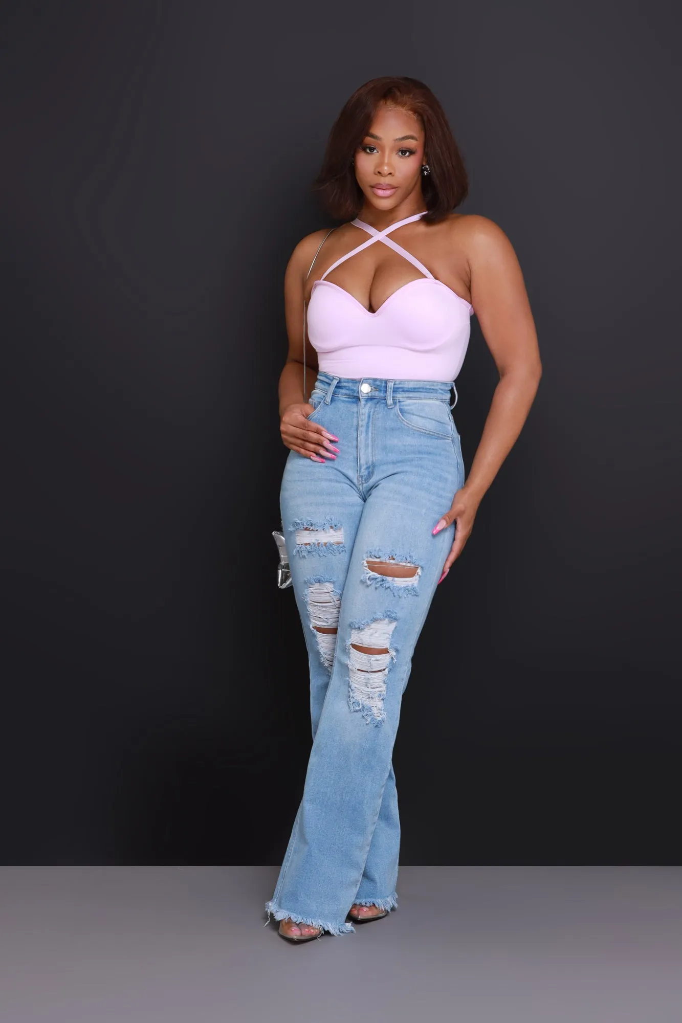 Special Request Distressed Straight Leg Jeans - Light Wash sold by Swankaposh product image thumbnail 4