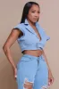 Rock The Boat Cropped Denim Jacket - Blue sold by Swankaposh