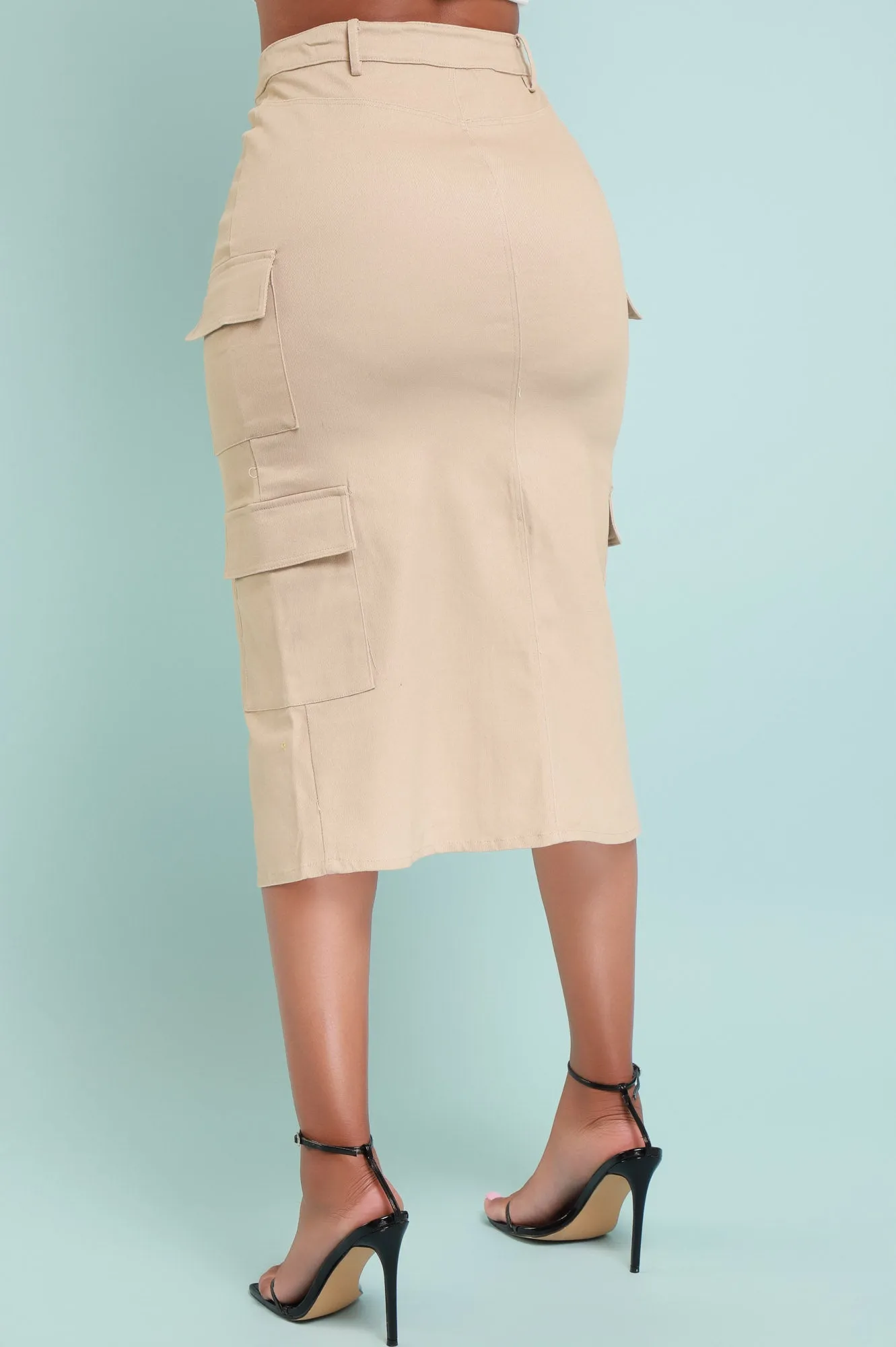Hard Times Cargo Midi Skirt - Khaki sold by Swankaposh product image thumbnail 5