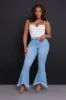 Deep Wisdom High Rise Fringe Jeans - Light Wash sold by Swankaposh
