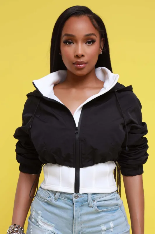 Sit Down Double Layered Jacket - Black sold by Swankaposh