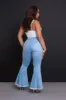Deep Wisdom High Rise Fringe Jeans - Light Wash sold by Swankaposh