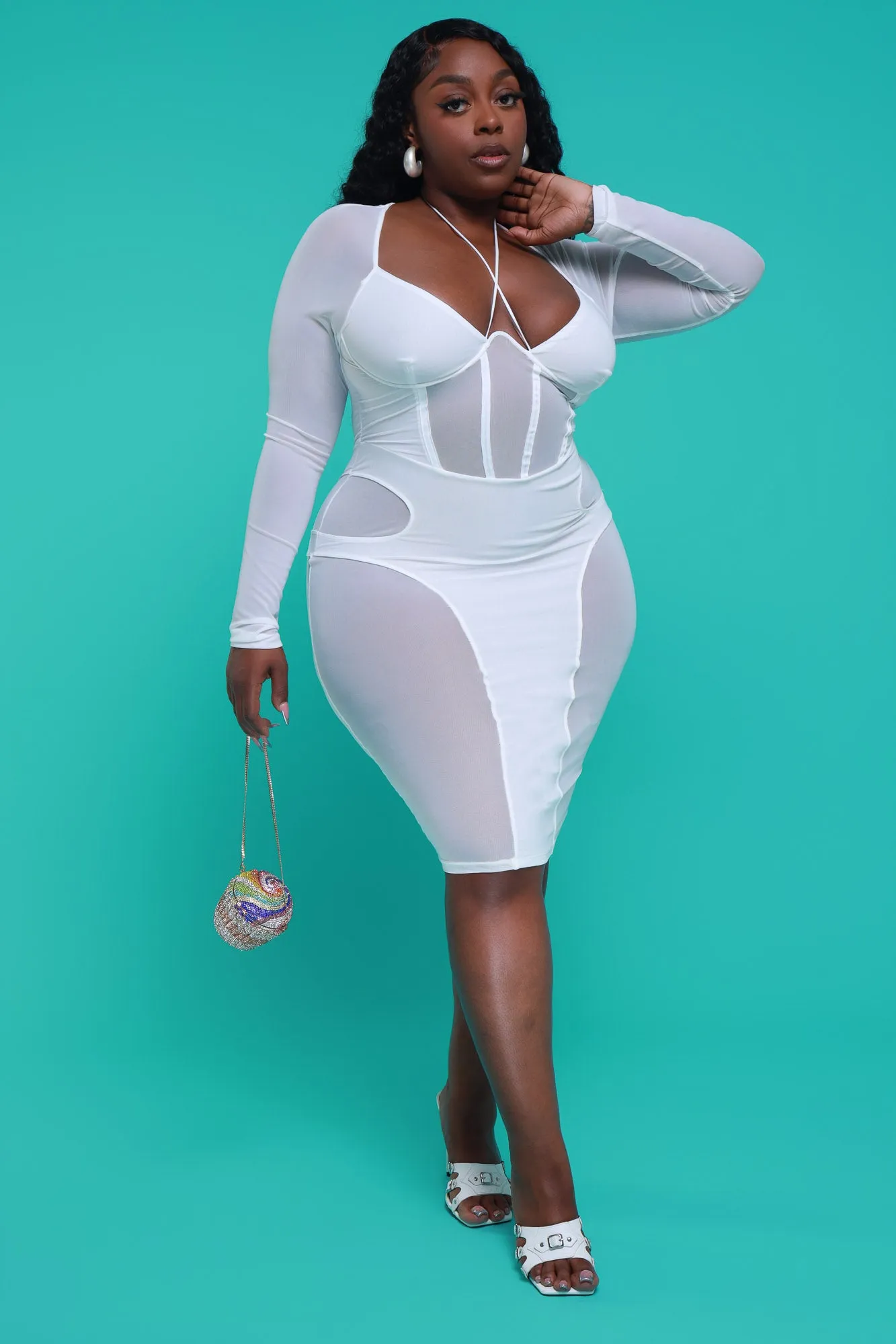 Real For That Mesh Corset Mid Dress - White sold by Swankaposh product image thumbnail 5