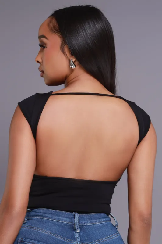 Entitled Open Back Seamless Crop Top - Black sold by Swankaposh