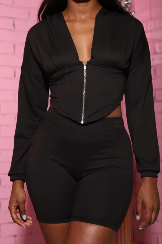 Kick Back Corset Biker Set - Black sold by Swankaposh