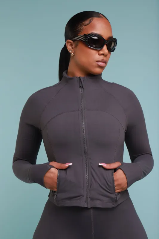 Before It's Over Long Sleeve Athletic Jacket - Charcoal sold by Swankaposh