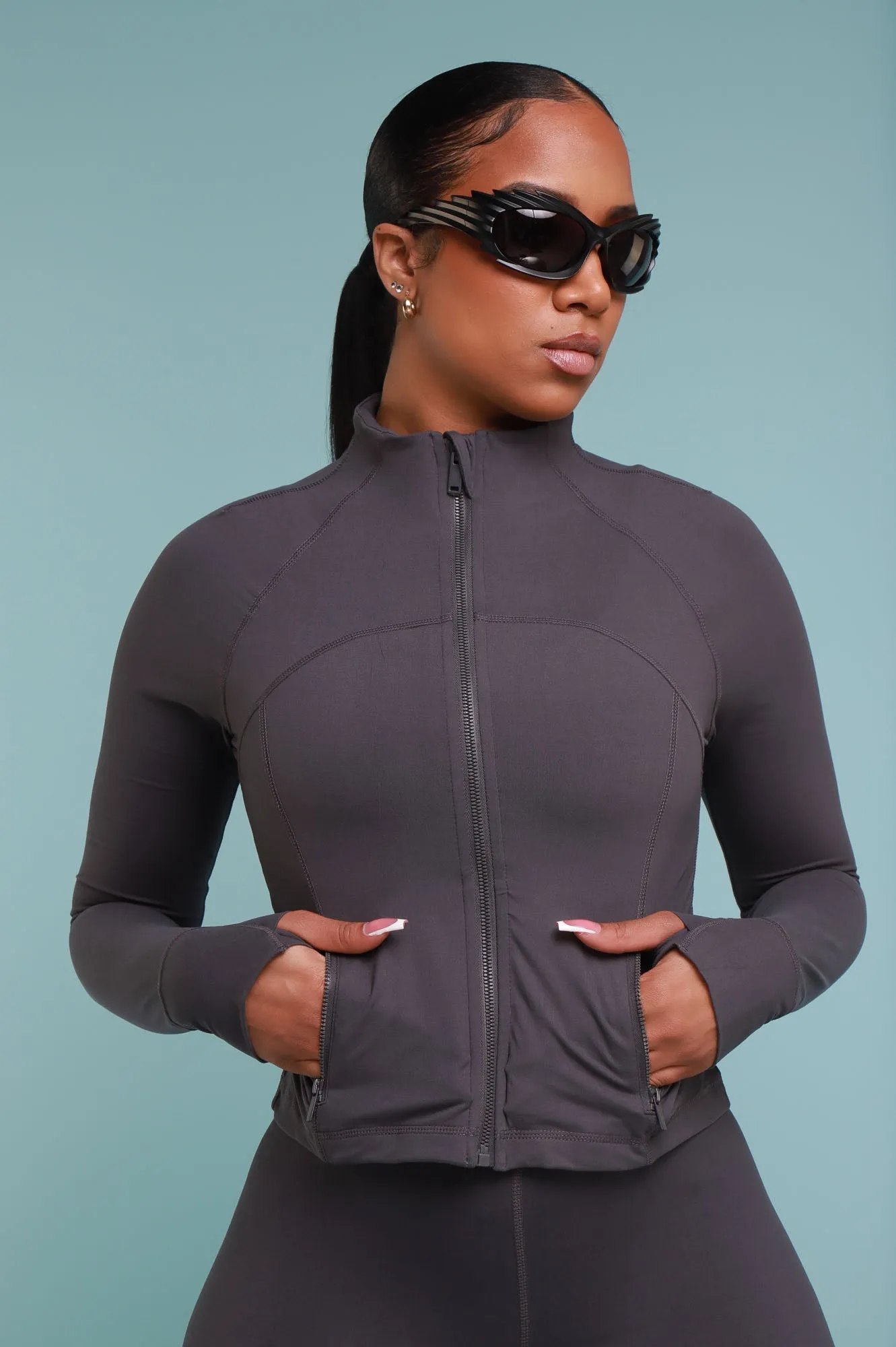 Before It's Over Long Sleeve Athletic Jacket - Charcoal sold by Swankaposh