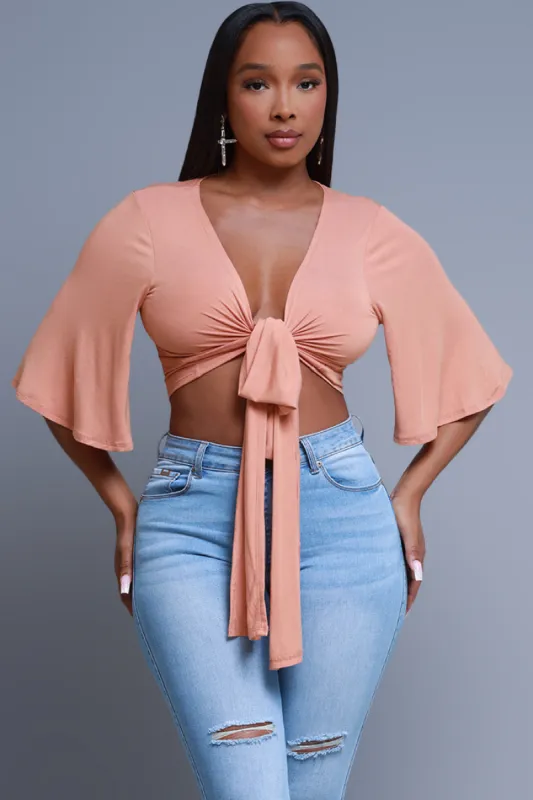 Stay There Tie-Up Cropped Blouse - Burnt Orange sold by Swankaposh