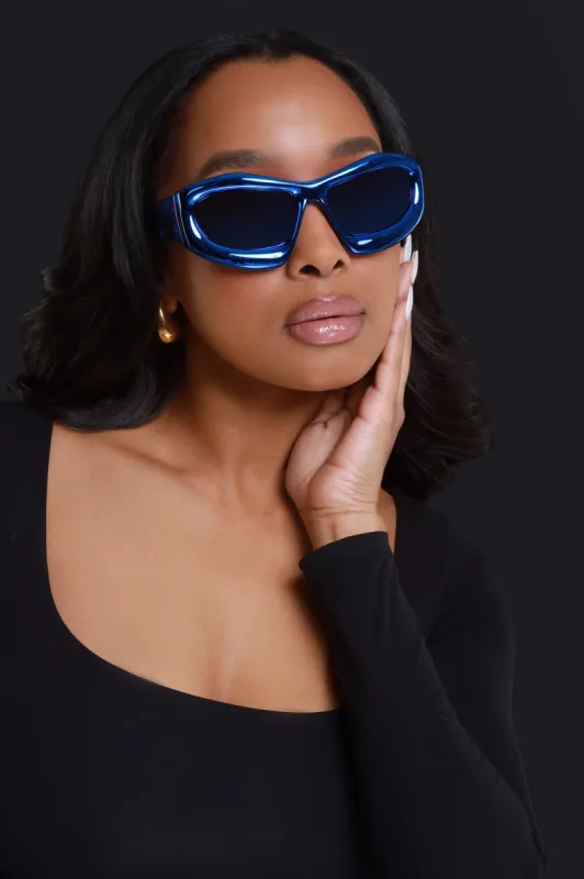 On Sight Oversized Bubble Sunglasses - Royal Blue sold by Swankaposh