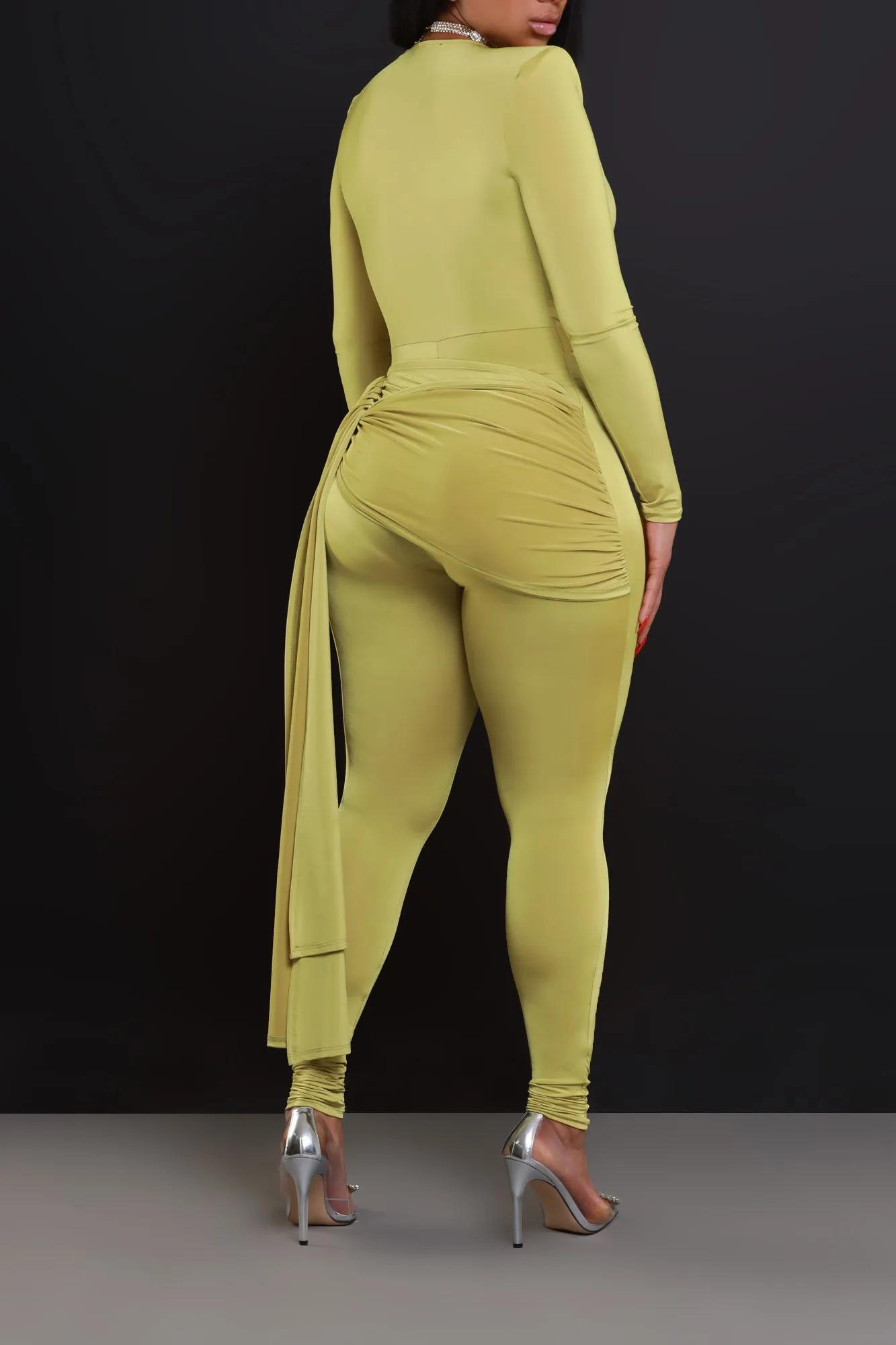 Go With Grace V-Neck Wrap Jumpsuit - Lime sold by Swankaposh product image thumbnail 4
