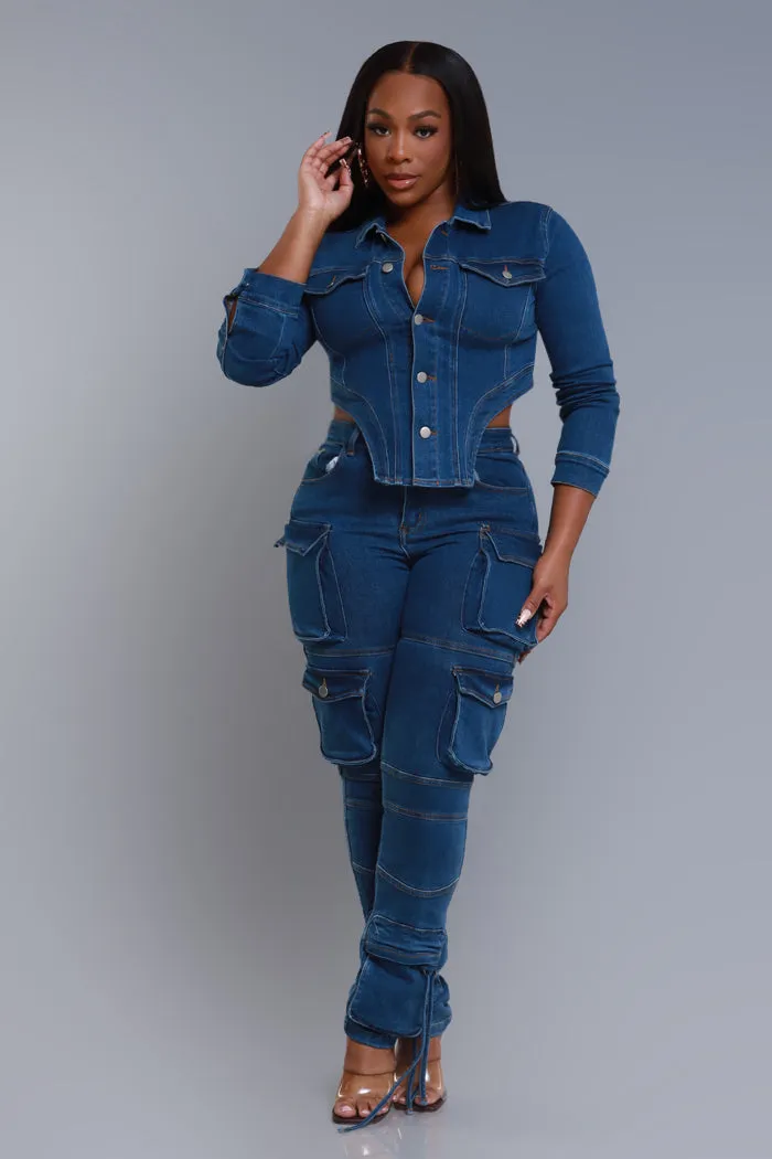 Good Feeling Asymmetrical Cut Denim Jacket - Dark Wash sold by Swankaposh product image thumbnail 4