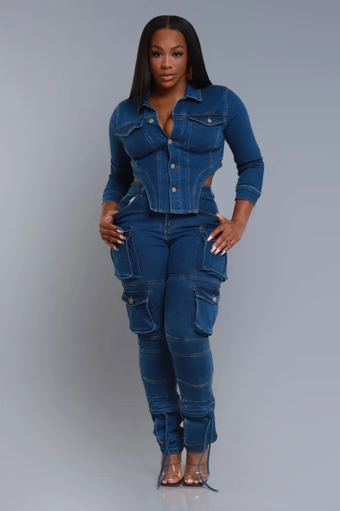 Good Feeling Asymmetrical Cut Denim Jacket - Dark Wash sold by Swankaposh product image thumbnail 2