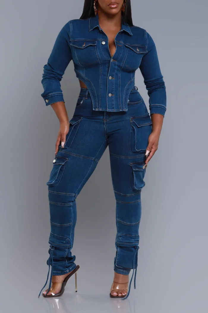 Good Feeling Asymmetrical Cut Denim Jacket - Dark Wash sold by Swankaposh product image thumbnail 5