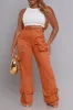 Ride At Dawn Wide Leg Cargo Pants - Brown sold by Swankaposh