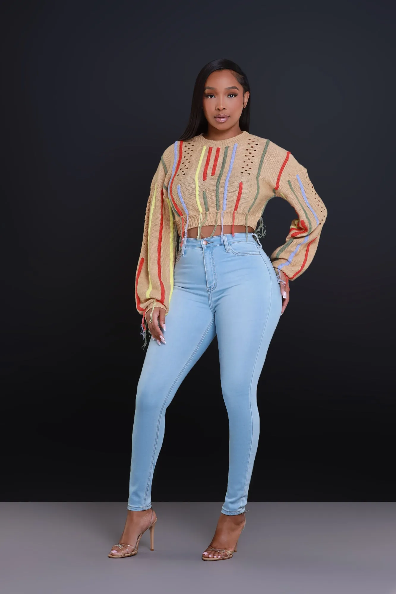 Loose Ends Knit Cropped Sweater - Mocha sold by Swankaposh product image thumbnail 2