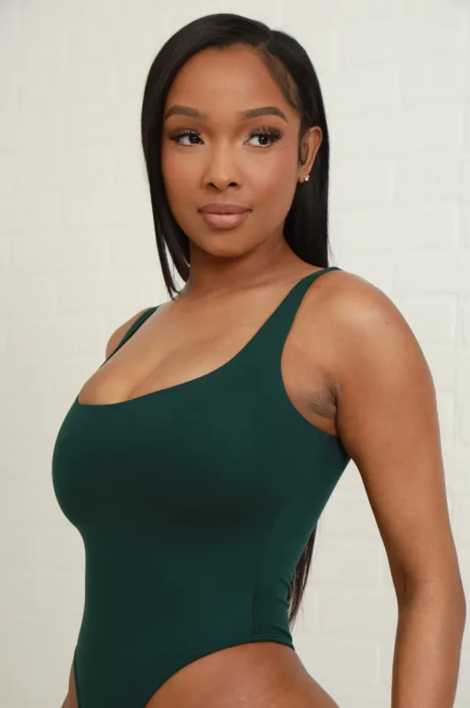 Invest Simple Shaping Tank Bodysuit - Hunter Green sold by Swankaposh