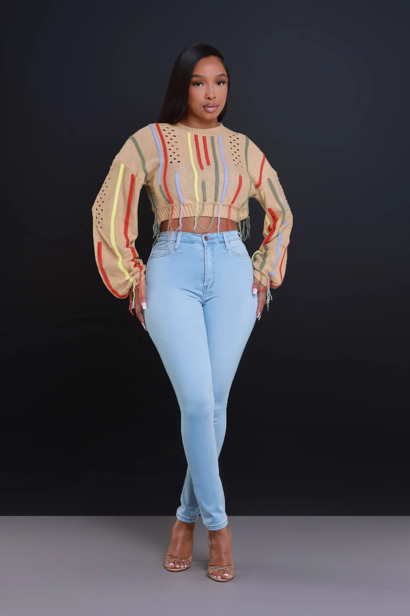 Loose Ends Knit Cropped Sweater - Mocha sold by Swankaposh product image thumbnail 3