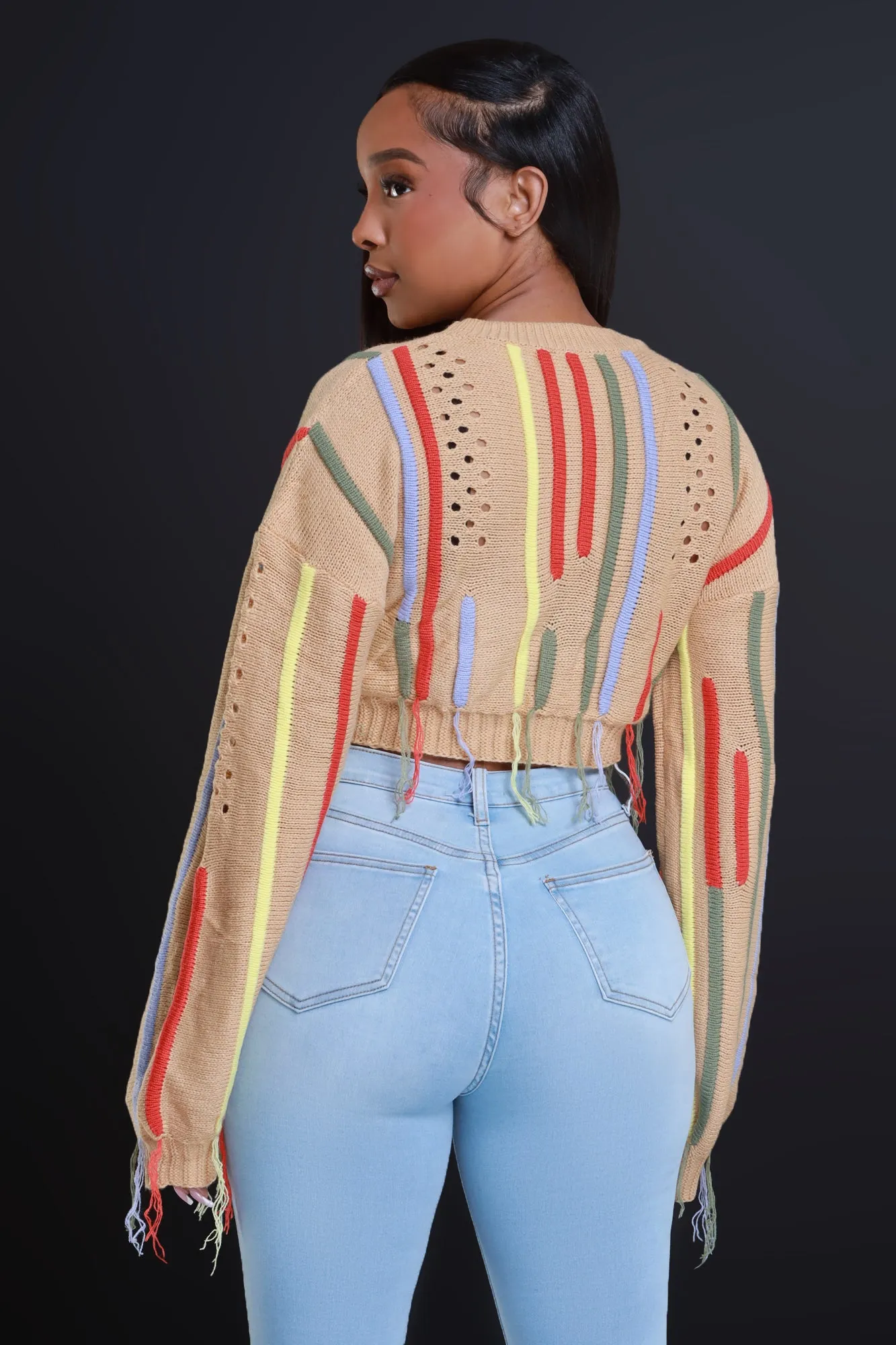 Loose Ends Knit Cropped Sweater - Mocha sold by Swankaposh product image thumbnail 4