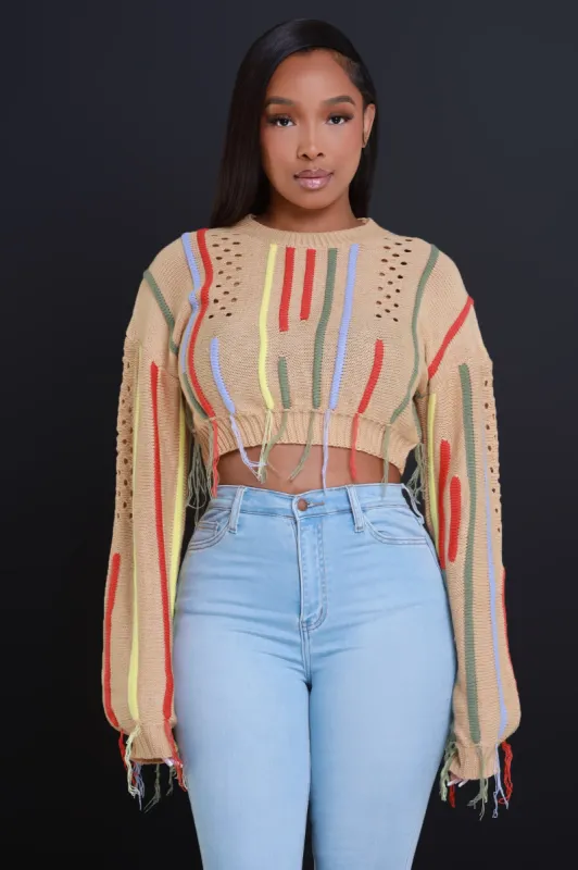 Loose Ends Knit Cropped Sweater - Mocha sold by Swankaposh