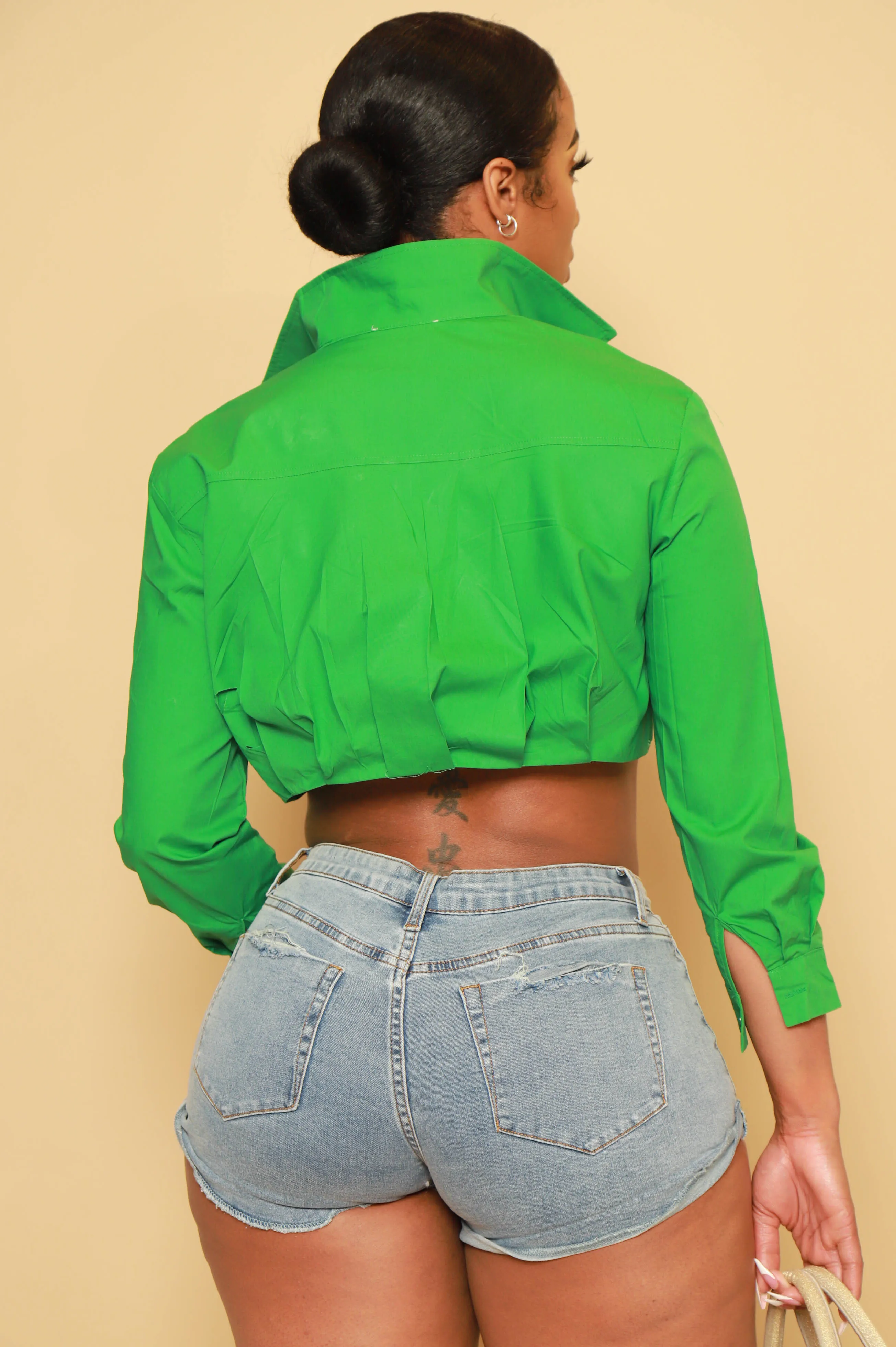 Petty Button Up Crop Top - Kelly Green sold by Swankaposh product image thumbnail 4