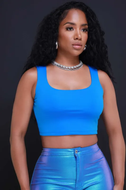 Run It Back Sleeveless Crop Top - Blue sold by Swankaposh