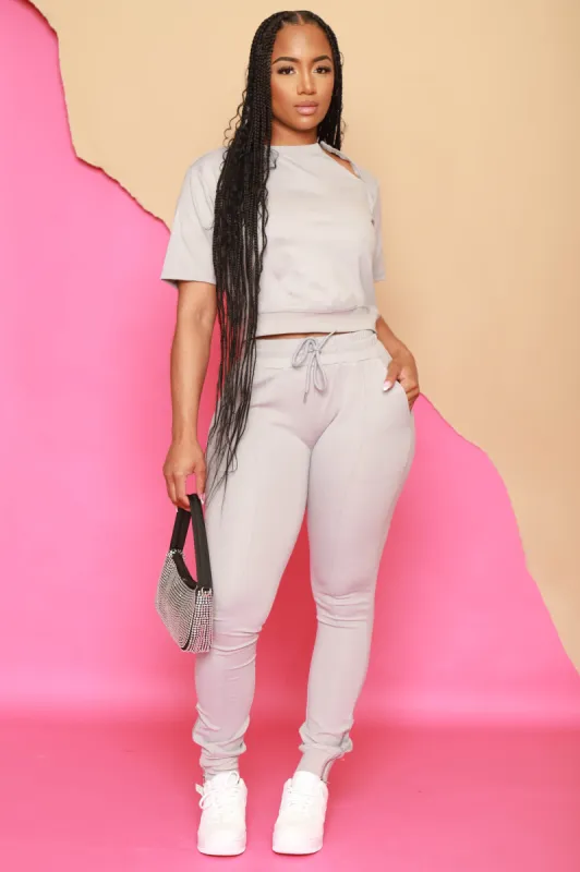 What If T-Shirt Jogger Set - Grey sold by Swankaposh