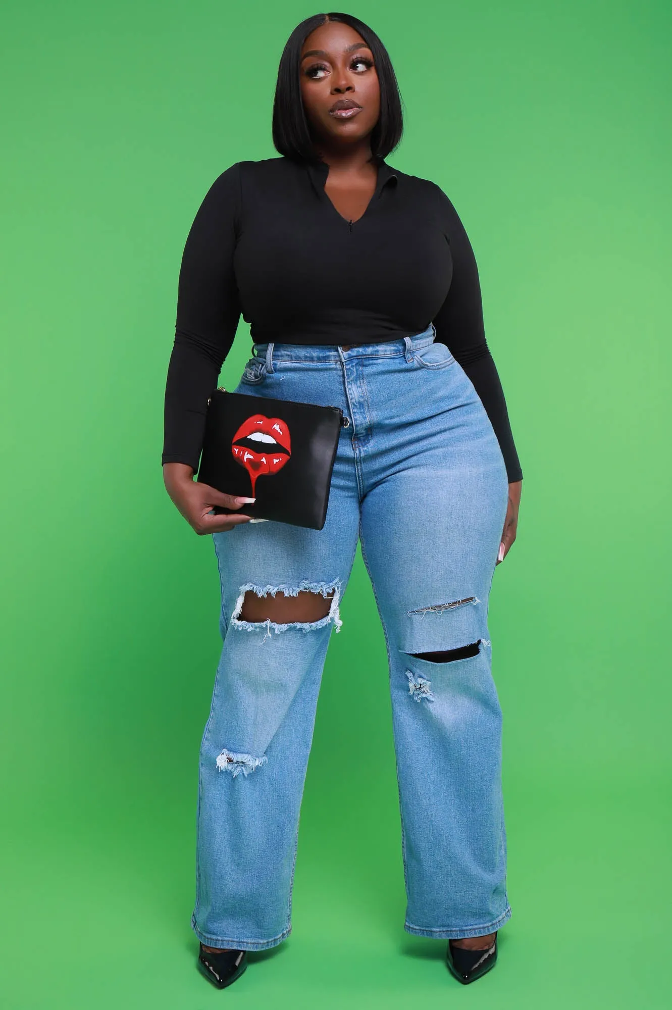 So What Double Layered Quarter Zip Top - Black sold by Swankaposh product image thumbnail 2