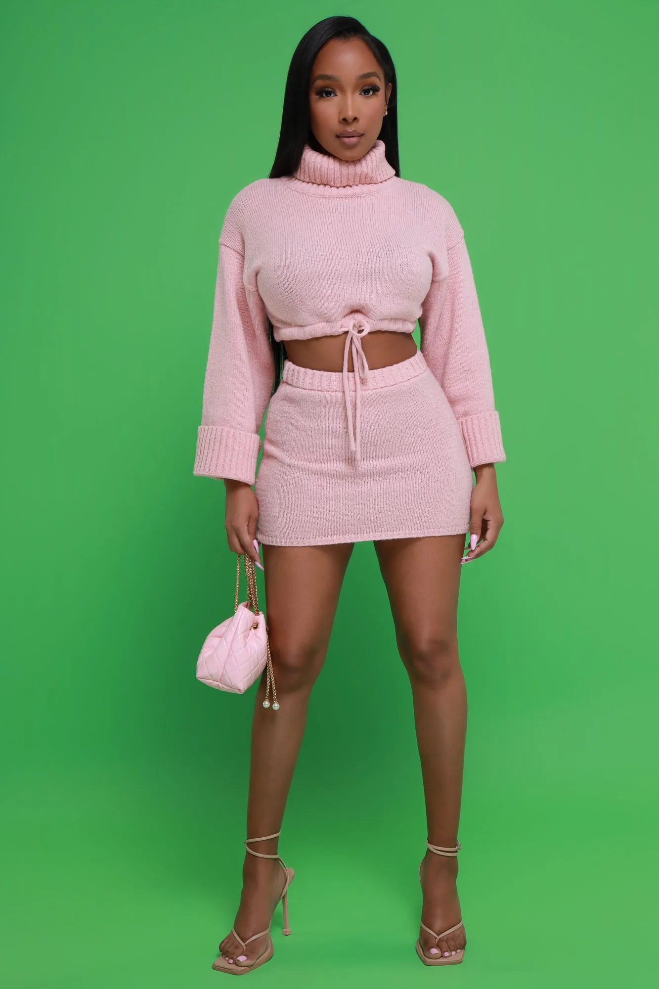 So Fine Turtleneck Sweater Skirt Set - Dusty Pink sold by Swankaposh product image thumbnail 3