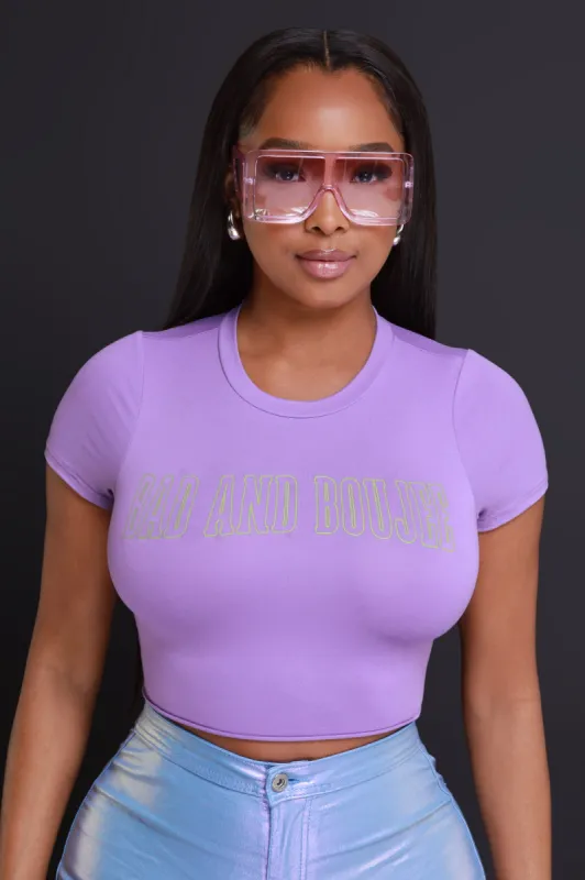 Bad And Boujee Cropped Graphic T-Shirt - Purple sold by Swankaposh