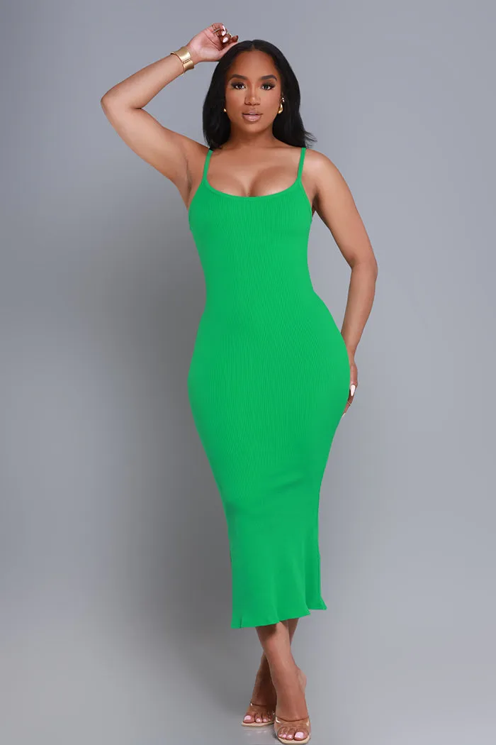 Status Check Cellulite Deleter Strappy Ribbed Maxi Dress - Kelly Green sold by Swankaposh product image thumbnail 4