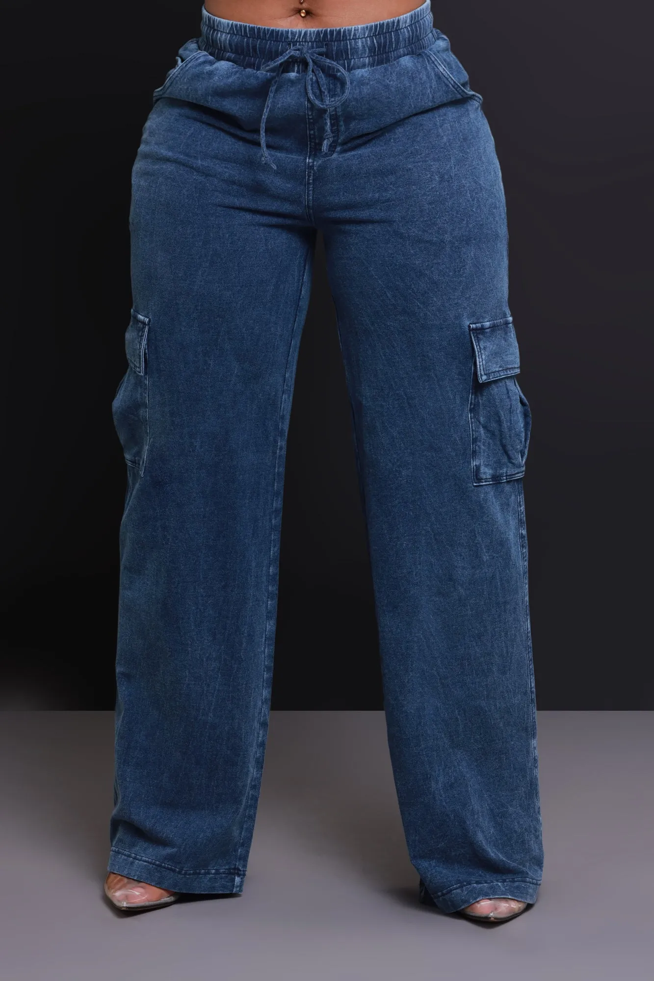 Shift Change High Rise Cargo Pants - Medium Wash sold by Swankaposh product image thumbnail 4