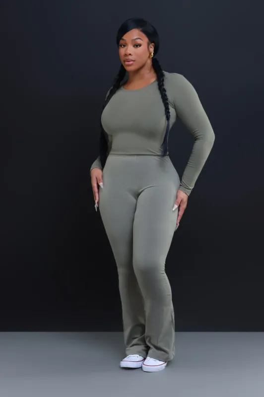 Skip The Line Flared Legging Set - Olive sold by Swankaposh