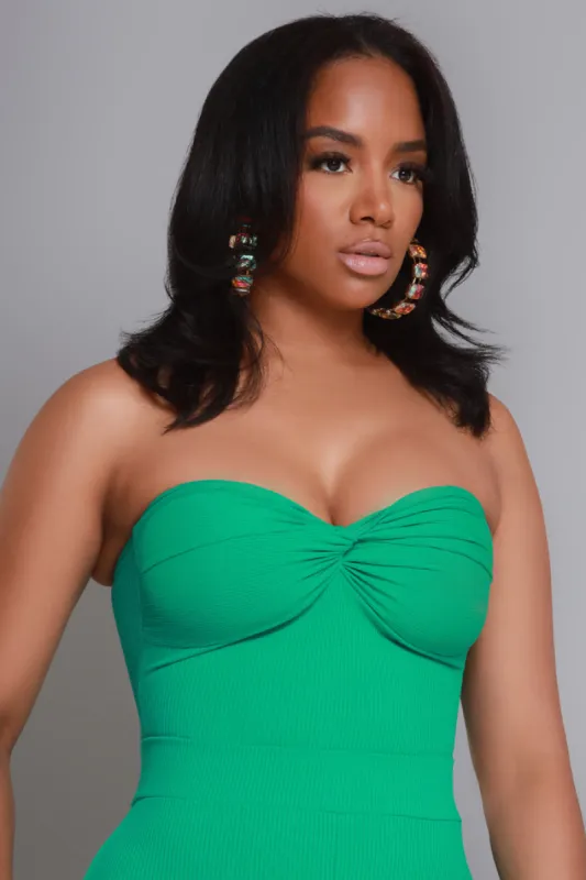 First Time Cellulite Deleter Ribbed Strapless Top - Paris Green sold by Swankaposh
