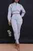 Top Priority Zippered Cropped Jogger Set - Heather Grey sold by Swankaposh