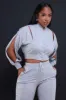 Top Priority Zippered Cropped Jogger Set - Heather Grey sold by Swankaposh