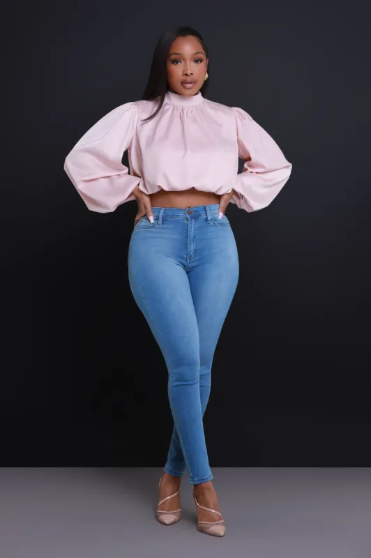 Your Majesty Mock Neck Blouse - Rose Gold sold by Swankaposh