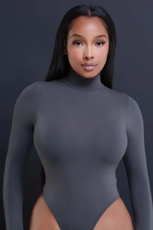 Maneater Turtleneck Bodysuit - Ash Gray sold by Swankaposh