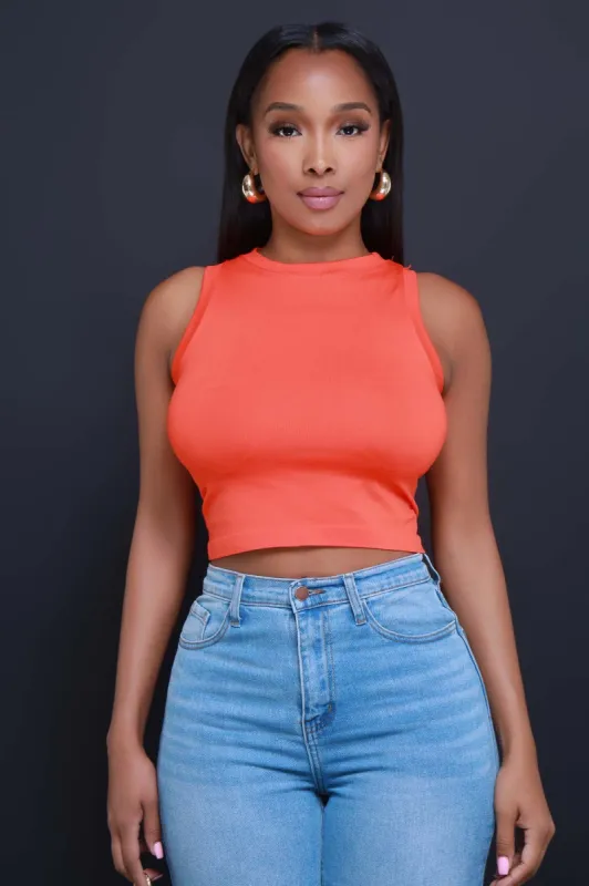 Re-Entry Sleeveless Crop Top - Orange sold by Swankaposh
