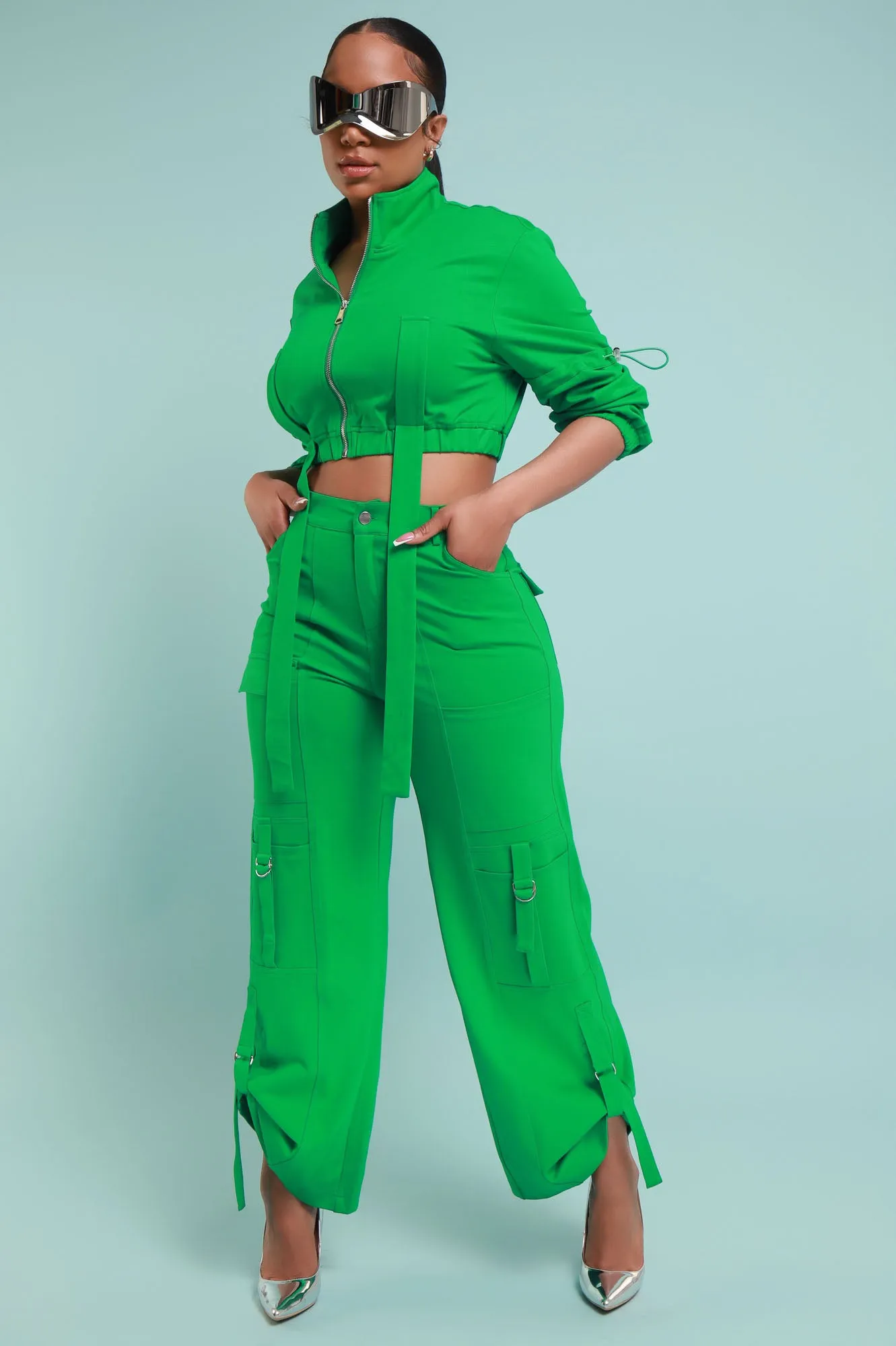 Fire Me Up Cropped Cargo Pants Set - Kelly Green sold by Swankaposh product image thumbnail 4
