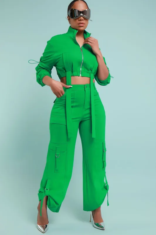 Fire Me Up Cropped Cargo Pants Set - Kelly Green sold by Swankaposh