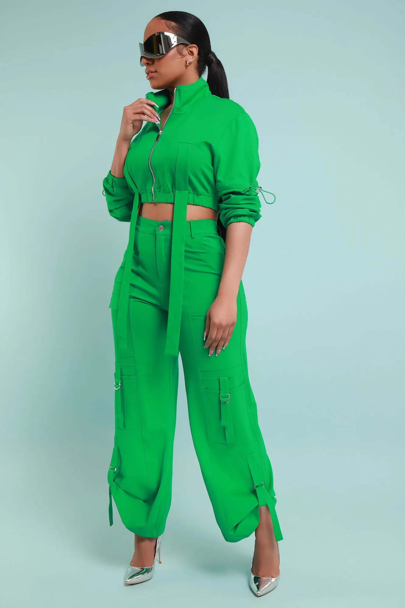 Fire Me Up Cropped Cargo Pants Set - Kelly Green sold by Swankaposh product image thumbnail 2