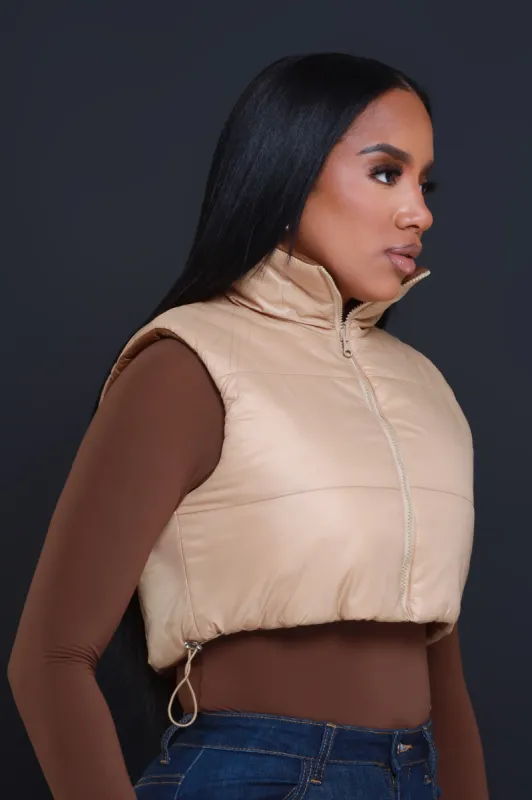 Guess Who Reversible Cropped Vest - Beige/Mocha sold by Swankaposh