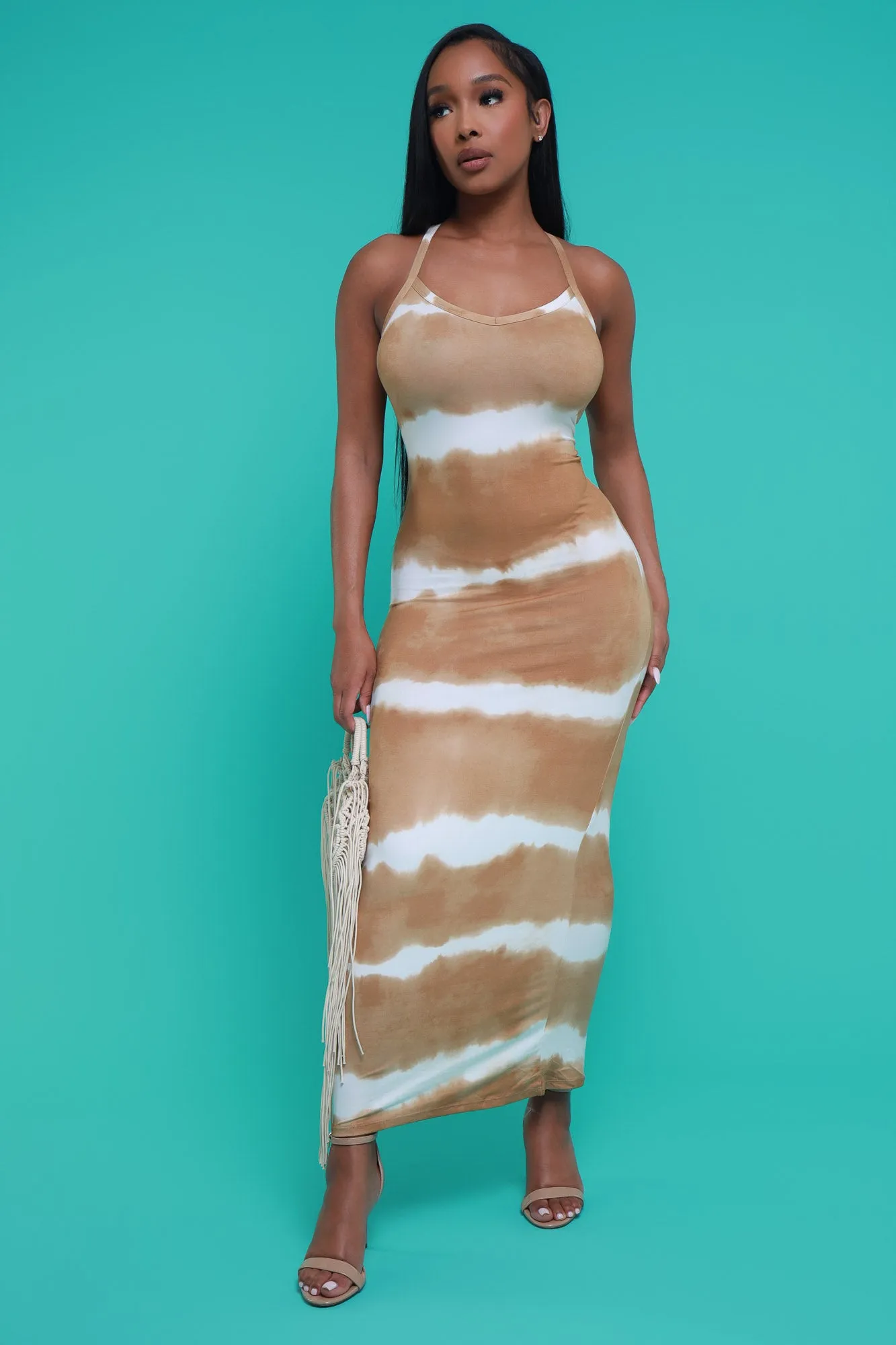 Dye For You Sleeveless Maxi Dress - Khaki Tie Dye sold by Swankaposh product image thumbnail 2