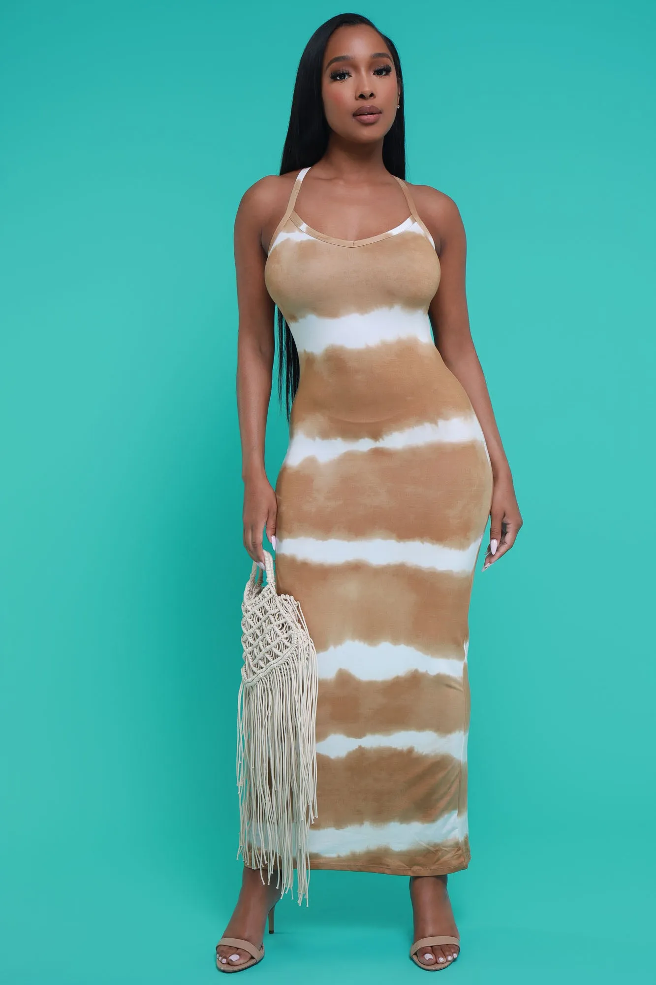 Dye For You Sleeveless Maxi Dress - Khaki Tie Dye sold by Swankaposh product image thumbnail 3