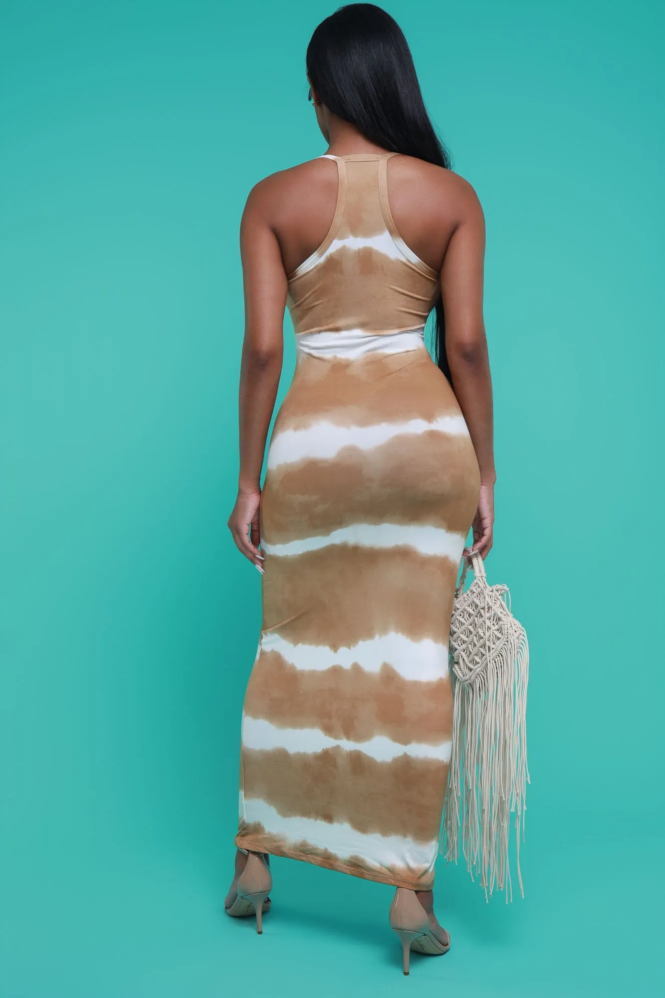 Dye For You Sleeveless Maxi Dress - Khaki Tie Dye sold by Swankaposh product image thumbnail 5