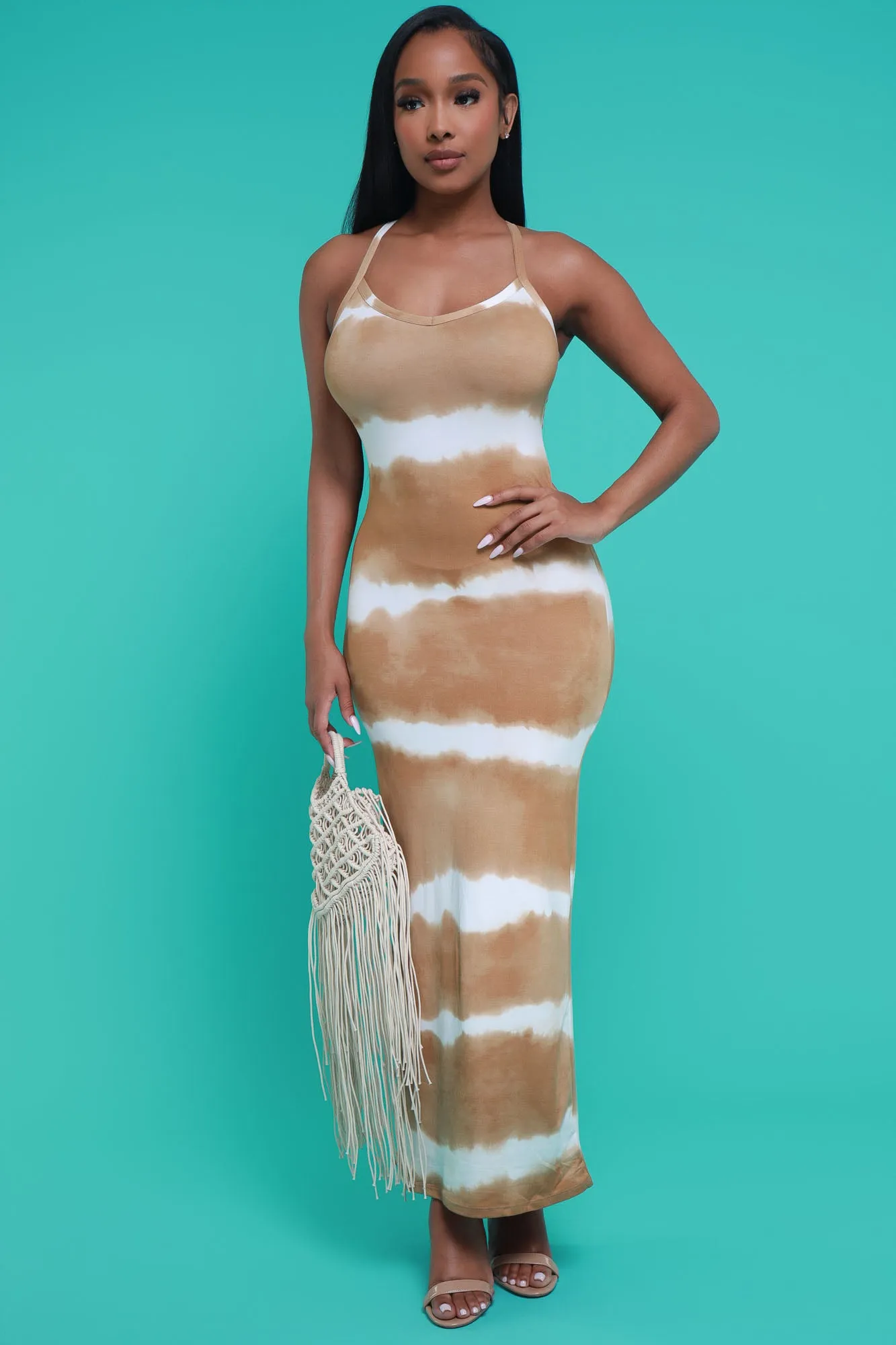 Dye For You Sleeveless Maxi Dress - Khaki Tie Dye sold by Swankaposh product image thumbnail 4