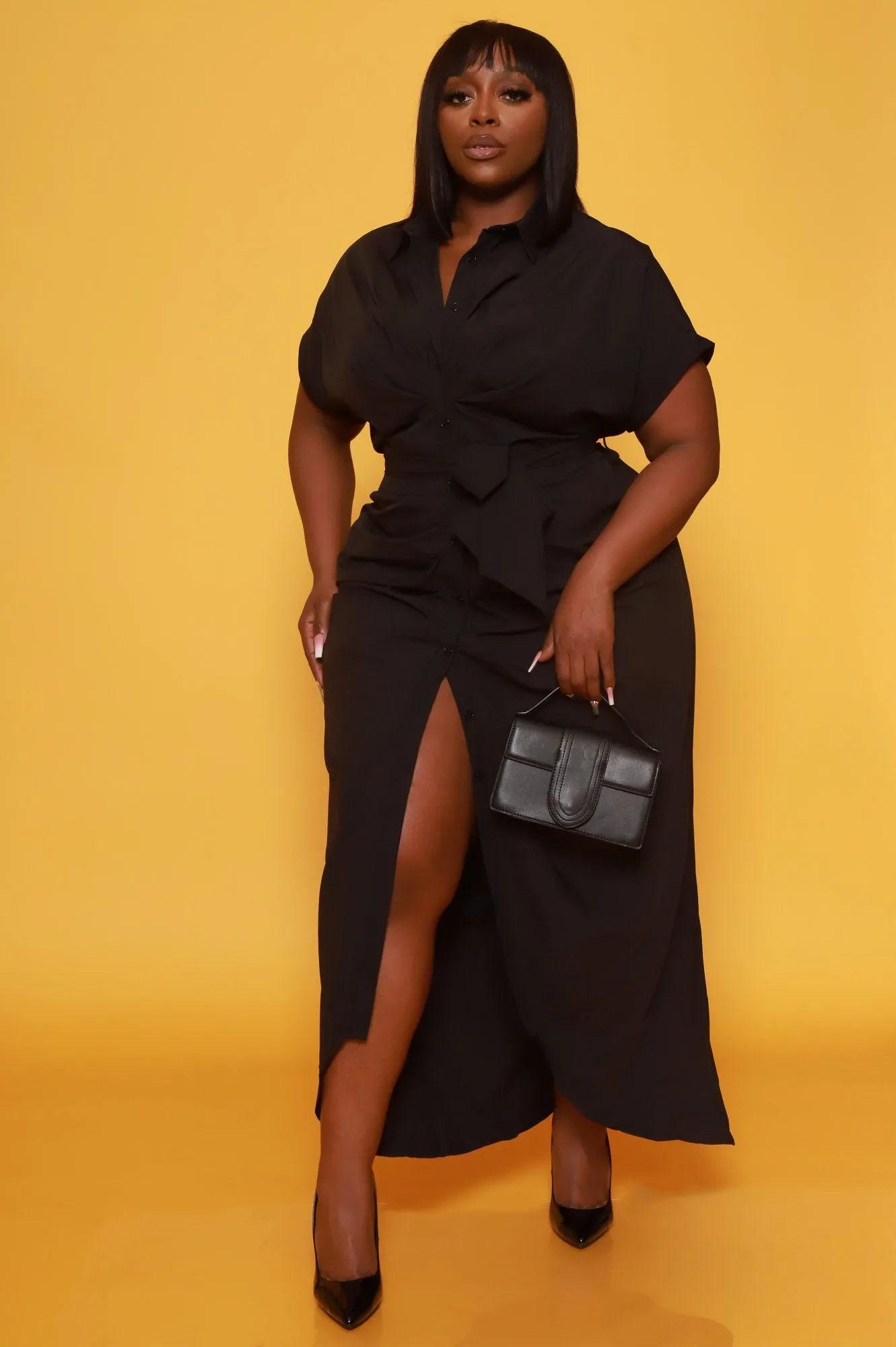 No Reservations Belted Midi Dress - Black sold by Swankaposh product image thumbnail 2