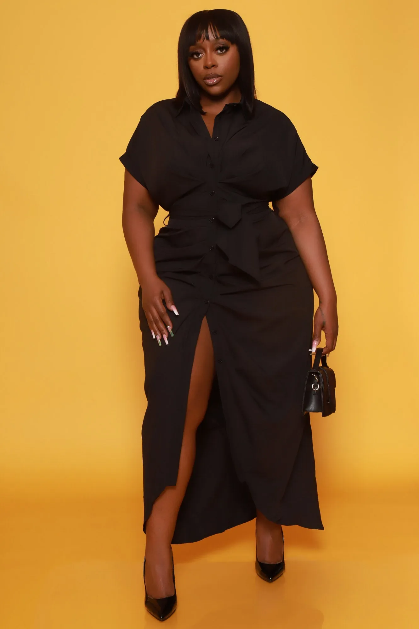 No Reservations Belted Midi Dress - Black sold by Swankaposh product image thumbnail 5